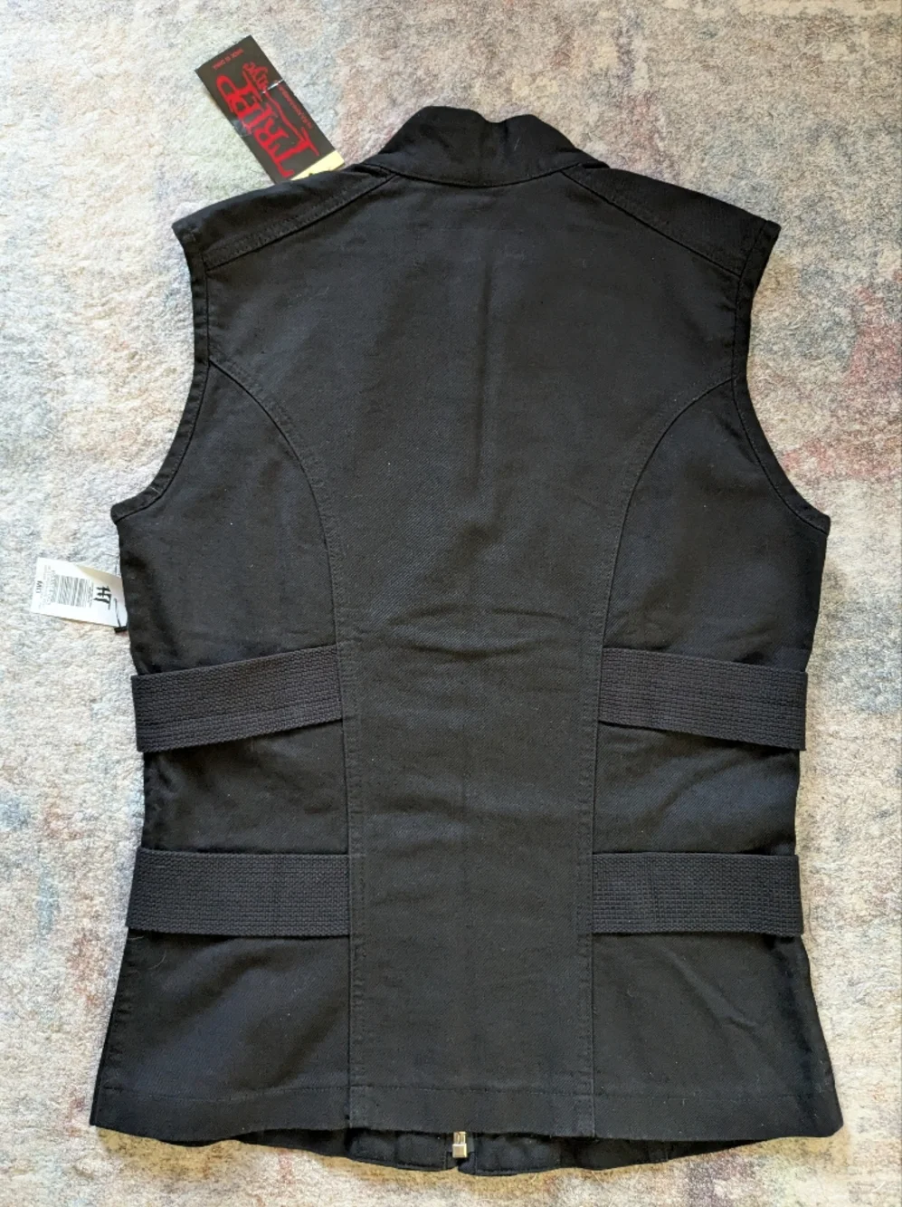 Tripp NYC Black Vest with Silver Hardware and Red Label - Picture 2 of 3
